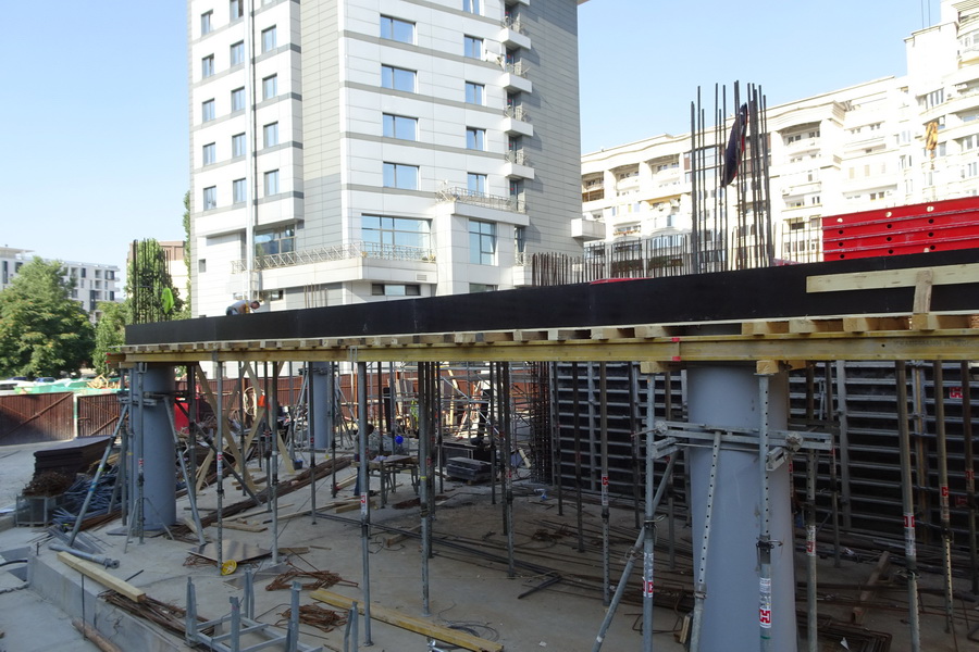 Day Tower, Office Building, Bucharest-Flat slab, Concrete filled steel tubes