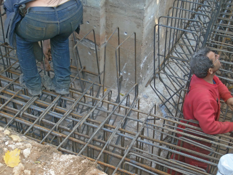 School in Athens, Elementary School-Strengthening of foundation, Chemical anchoring, Construction phases