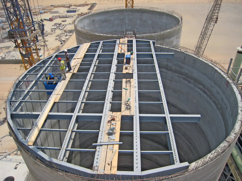 HCC Cement Plant, Sharjah, U.A.E.-Cement Silos-Steel concrete composite slabs, Construction phases