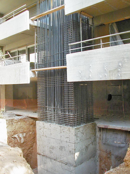 Apartment Buildings Complex, Kerkyras, Nea Erythrea, Athens-Strengthening with new cores, Construction phases