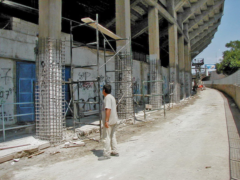 Football Stadium, Rizoupoli, Athens - Gunite jacket, Construction phases